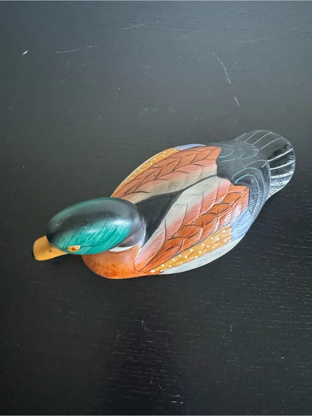 Vintage Ceramic Mallard Duck Figurine Retro Cabin Decor